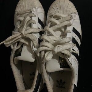 Adidas Superstar White with Black Stripes size 7us